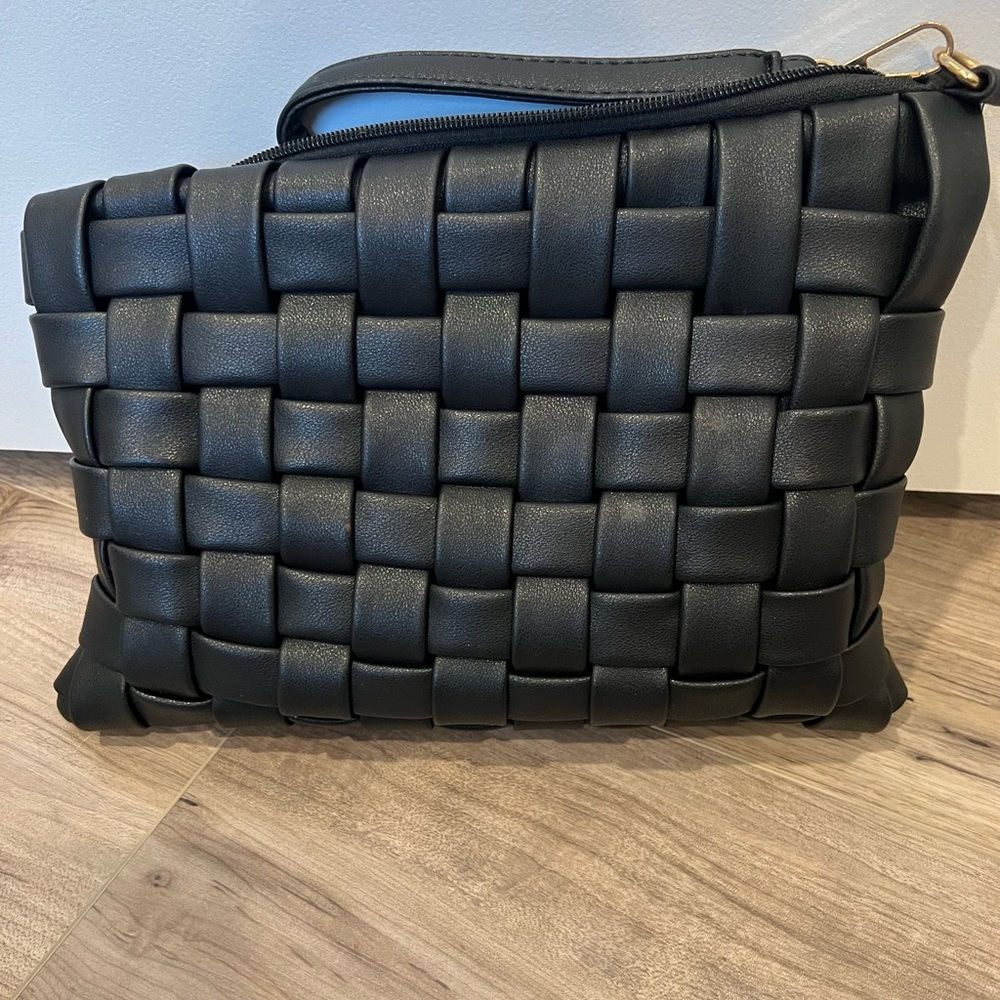 Black Woven Clutch Bag